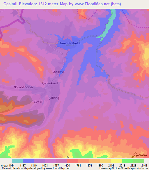 Qasimli,Azerbaijan Elevation Map