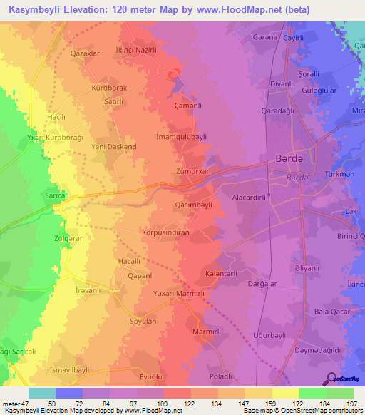 Kasymbeyli,Azerbaijan Elevation Map