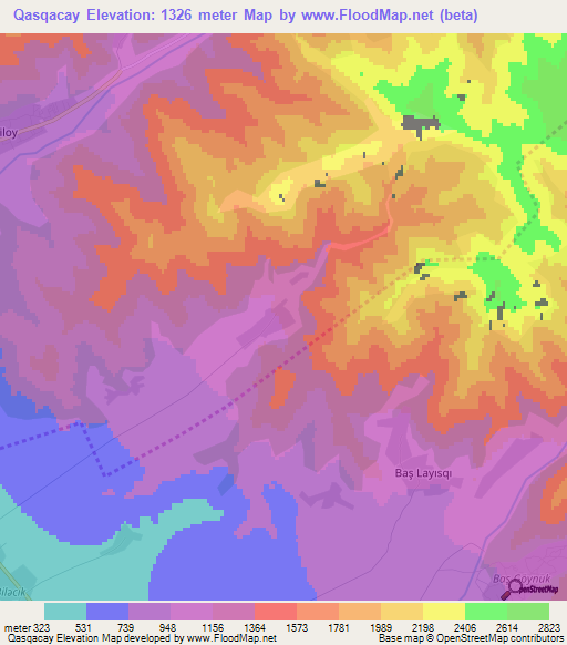 Qasqacay,Azerbaijan Elevation Map