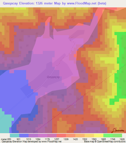 Qasqacay,Azerbaijan Elevation Map