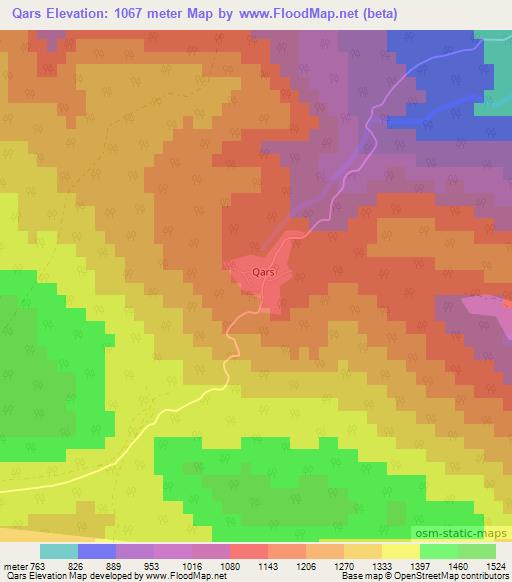 Qars,Azerbaijan Elevation Map