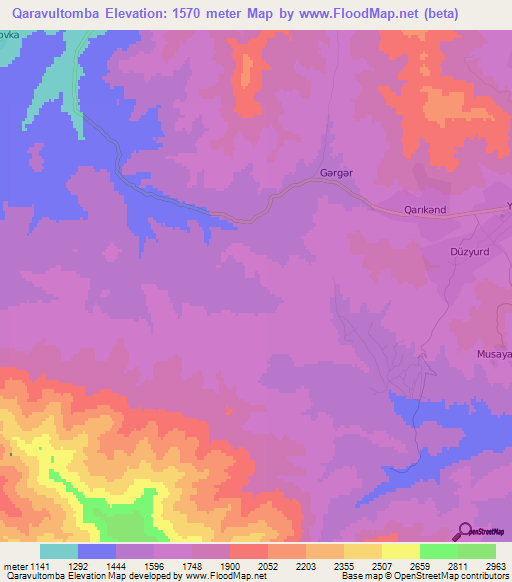 Qaravultomba,Azerbaijan Elevation Map