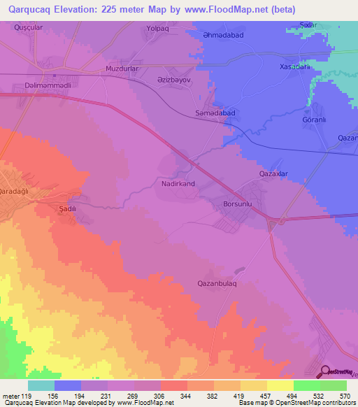 Qarqucaq,Azerbaijan Elevation Map