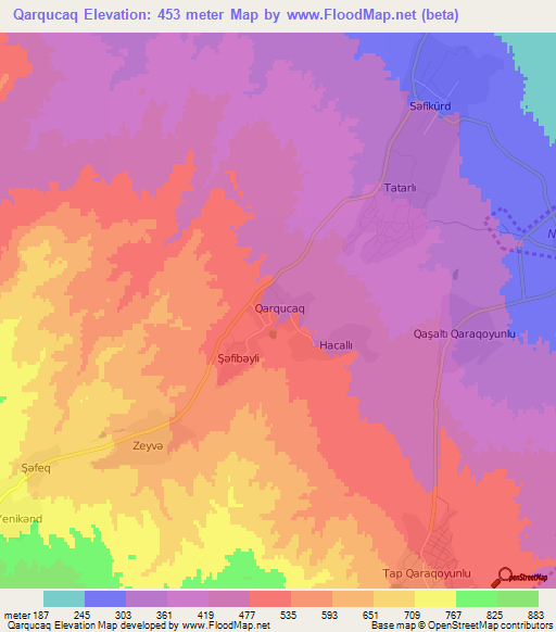 Qarqucaq,Azerbaijan Elevation Map