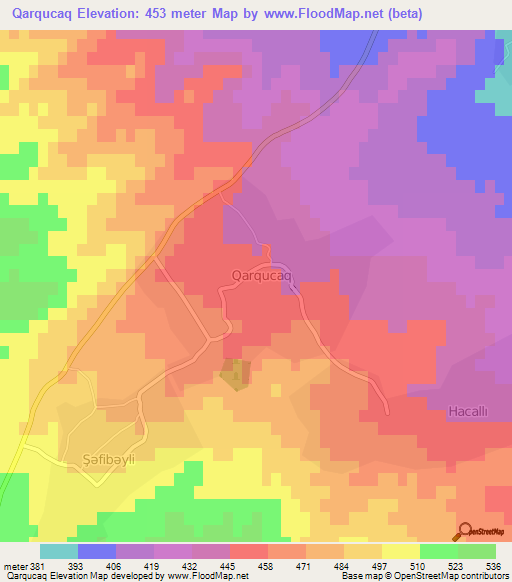 Qarqucaq,Azerbaijan Elevation Map