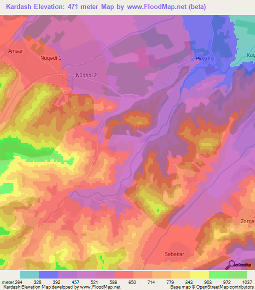 Kardash,Azerbaijan Elevation Map