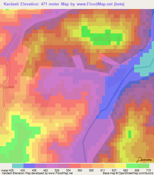 Kardash,Azerbaijan Elevation Map