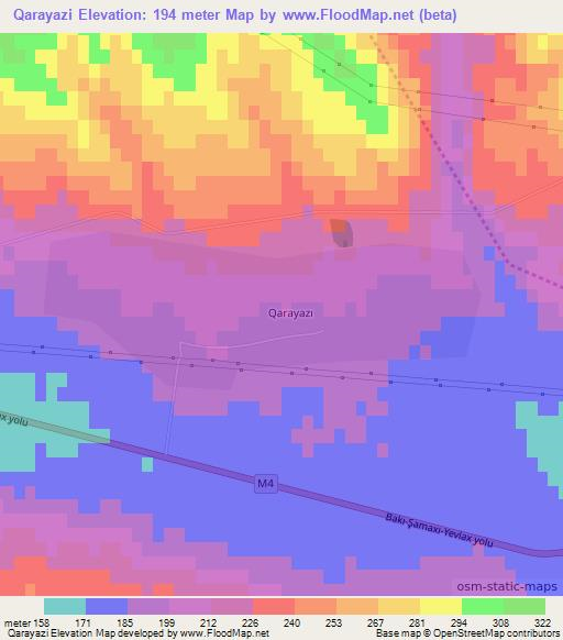 Qarayazi,Azerbaijan Elevation Map