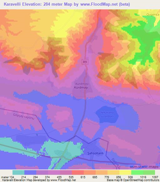 Karavelli,Azerbaijan Elevation Map