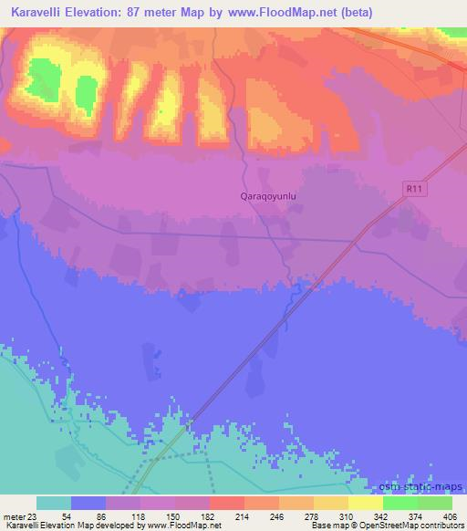 Karavelli,Azerbaijan Elevation Map