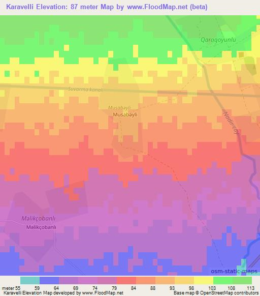 Karavelli,Azerbaijan Elevation Map