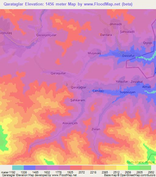 Qarataglar,Azerbaijan Elevation Map
