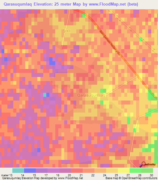 Qarasuqumlaq,Azerbaijan Elevation Map