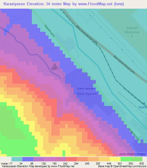 Karasiyazen,Azerbaijan Elevation Map