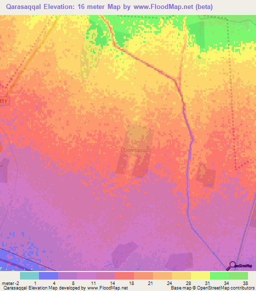 Qarasaqqal,Azerbaijan Elevation Map