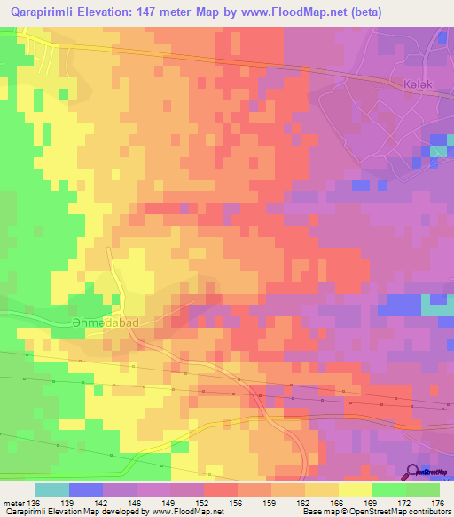 Qarapirimli,Azerbaijan Elevation Map