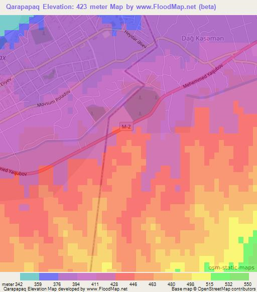 Qarapapaq,Azerbaijan Elevation Map