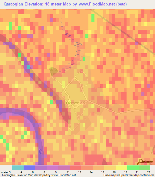 Qaraoglan,Azerbaijan Elevation Map