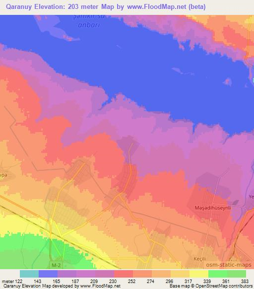 Qaranuy,Azerbaijan Elevation Map