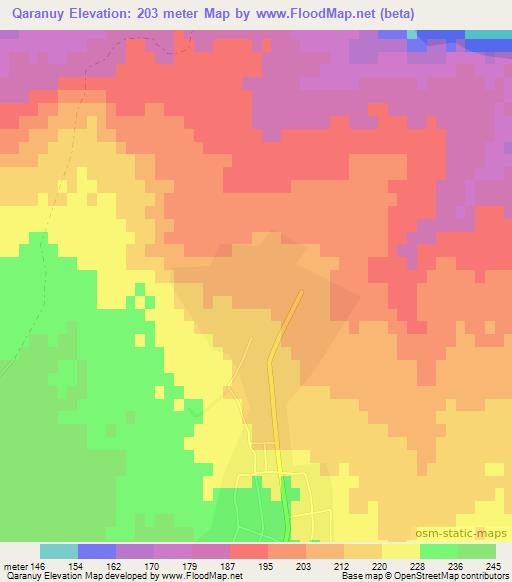 Qaranuy,Azerbaijan Elevation Map