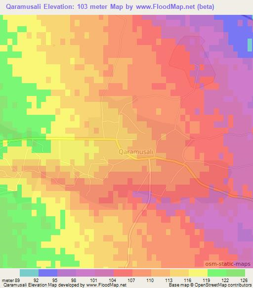 Qaramusali,Azerbaijan Elevation Map