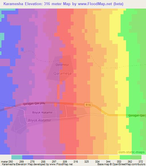 Karamesha,Azerbaijan Elevation Map