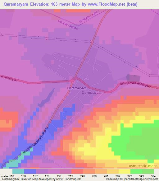 Qaramaryam,Azerbaijan Elevation Map