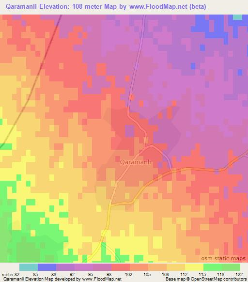 Qaramanli,Azerbaijan Elevation Map