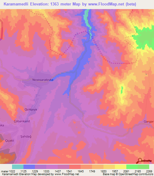 Karamamedli,Azerbaijan Elevation Map