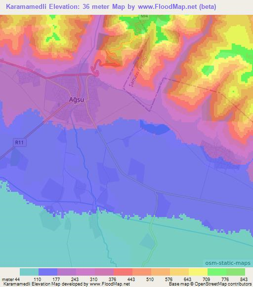 Karamamedli,Azerbaijan Elevation Map
