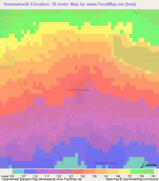 Karamamedli,Azerbaijan Elevation Map