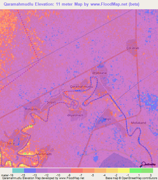 Qaramahmudlu,Azerbaijan Elevation Map