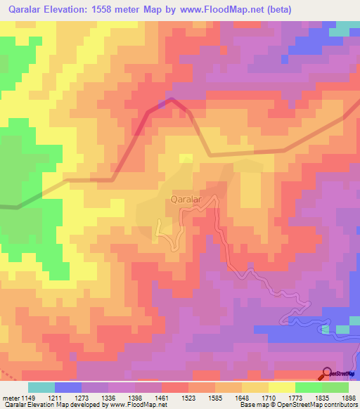 Qaralar,Azerbaijan Elevation Map
