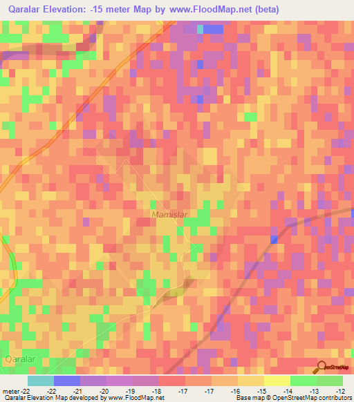 Qaralar,Azerbaijan Elevation Map