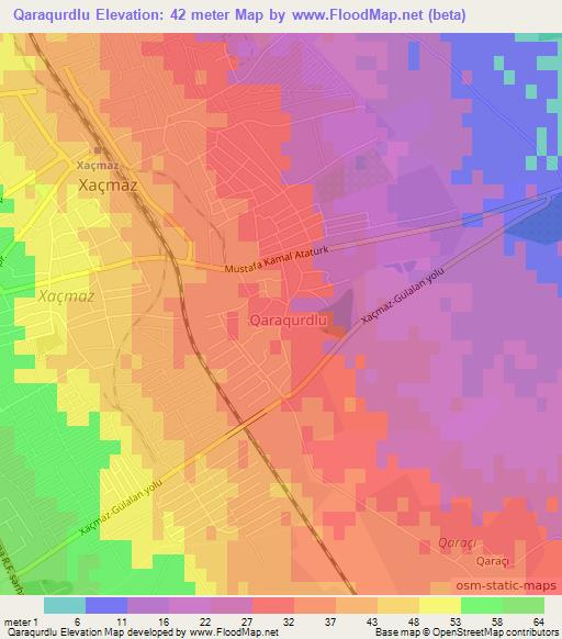 Qaraqurdlu,Azerbaijan Elevation Map