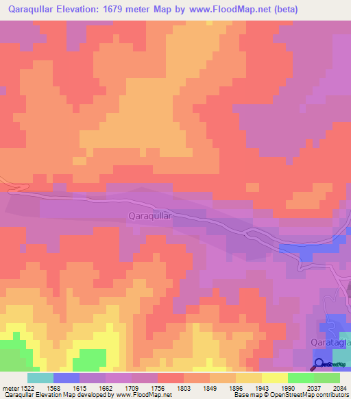 Qaraqullar,Azerbaijan Elevation Map