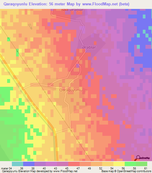 Qaraqoyunlu,Azerbaijan Elevation Map
