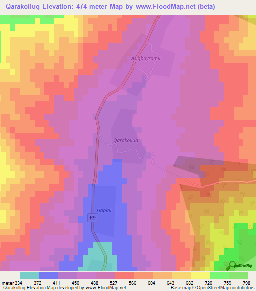 Qarakolluq,Azerbaijan Elevation Map