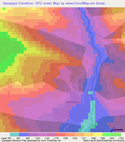 Qaraqaya,Azerbaijan Elevation Map