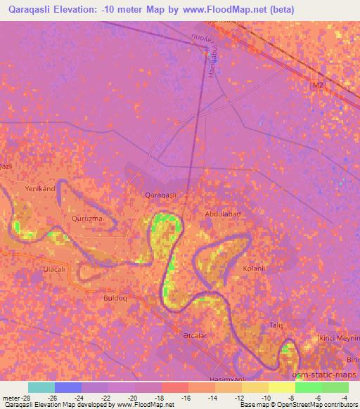 Qaraqasli,Azerbaijan Elevation Map
