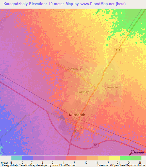 Karagodzhaly,Azerbaijan Elevation Map