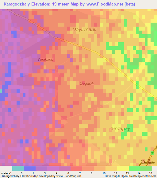 Karagodzhaly,Azerbaijan Elevation Map