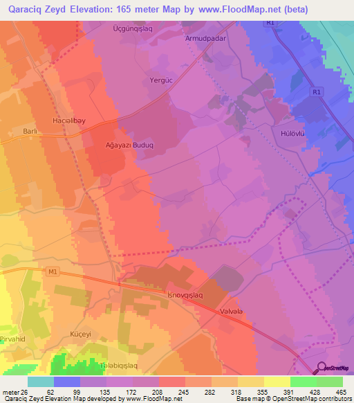Qaraciq Zeyd,Azerbaijan Elevation Map