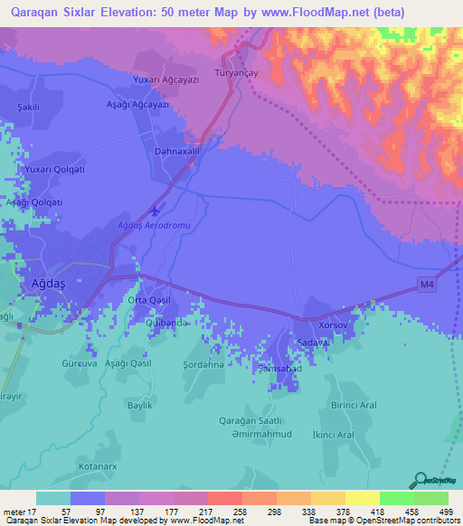 Qaraqan Sixlar,Azerbaijan Elevation Map