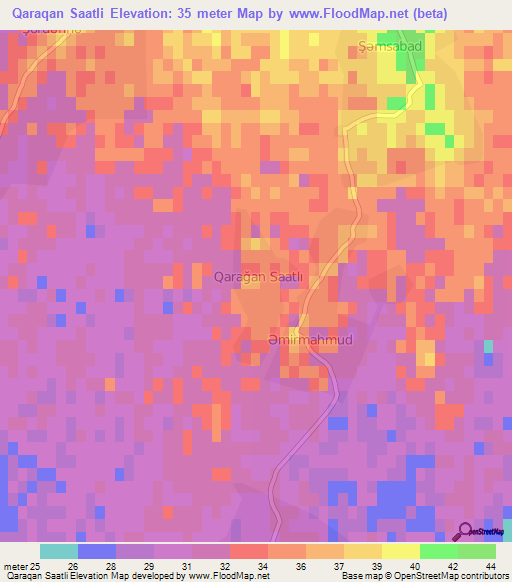 Qaraqan Saatli,Azerbaijan Elevation Map