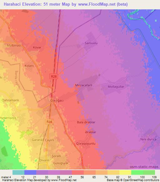 Harahaci,Azerbaijan Elevation Map