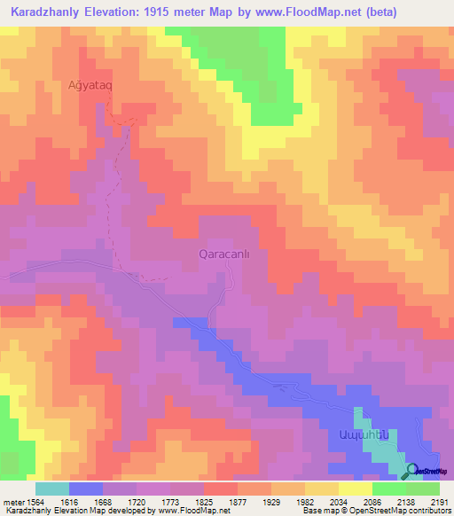 Karadzhanly,Azerbaijan Elevation Map