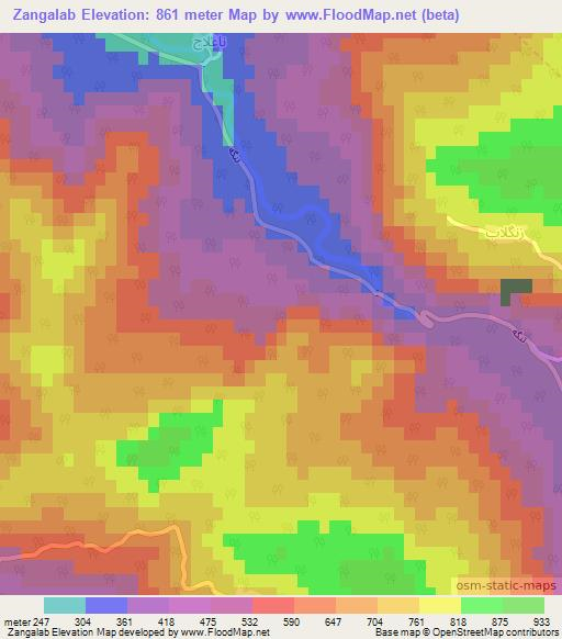 Zangalab,Iran Elevation Map