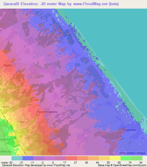 Qaracalli,Azerbaijan Elevation Map