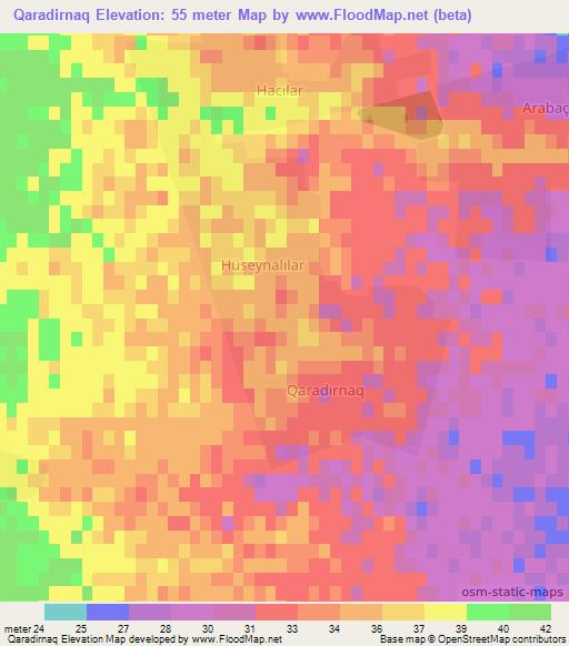 Qaradirnaq,Azerbaijan Elevation Map
